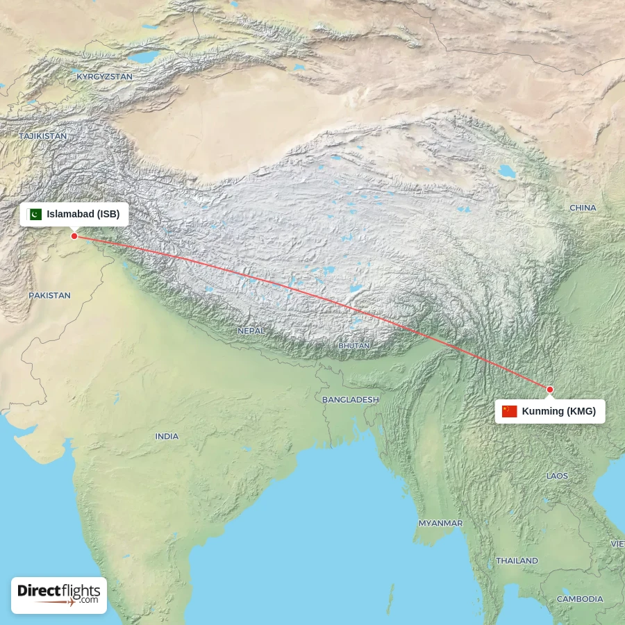 KMG - ISB route map