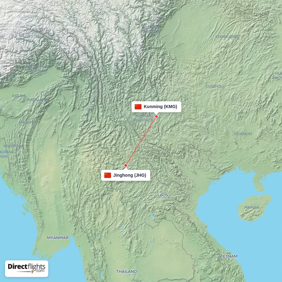 KMG - JHG route map