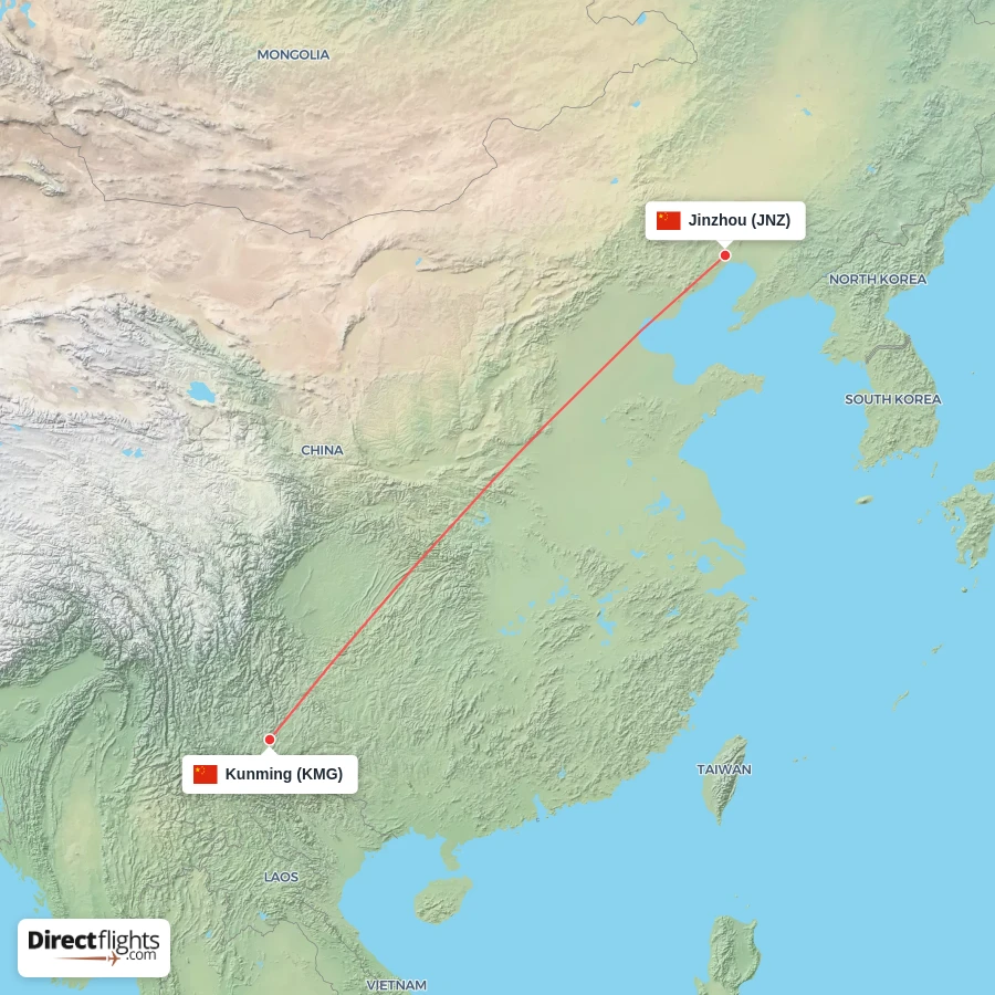 KMG - JNZ route map