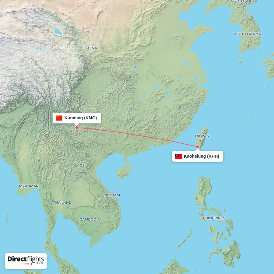 KMG - KHH route map
