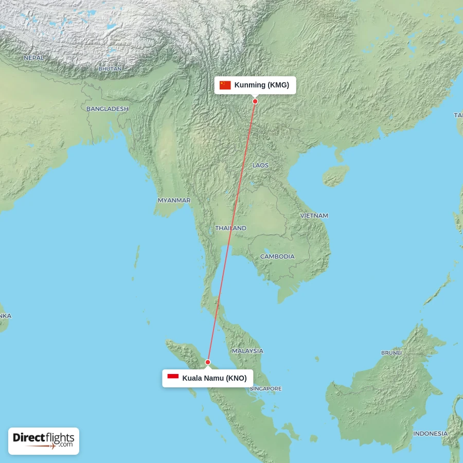KMG - KNO route map