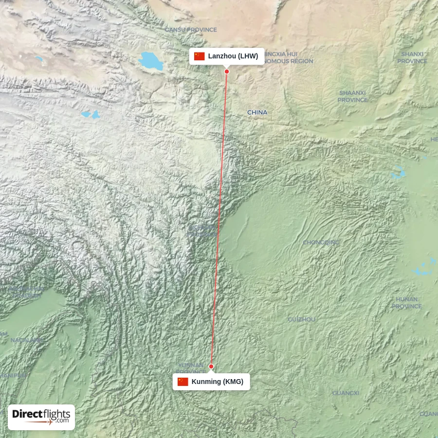 KMG - LHW route map