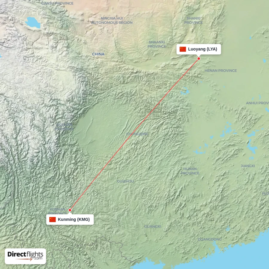 KMG - LYA route map