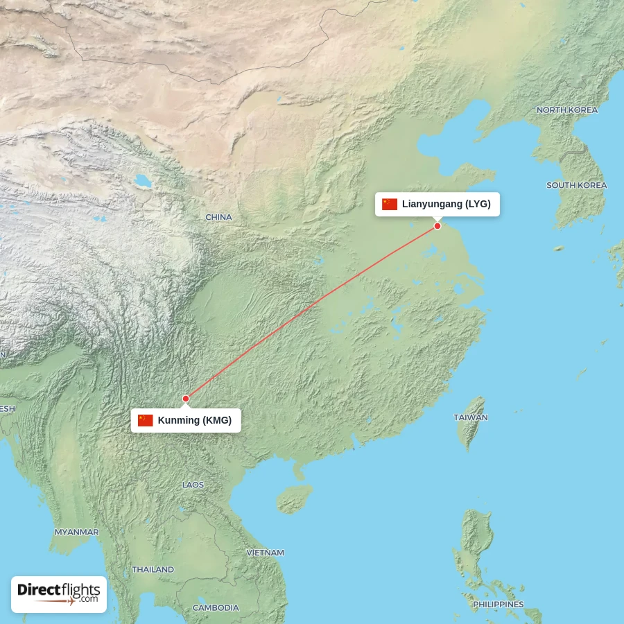 KMG - LYG route map