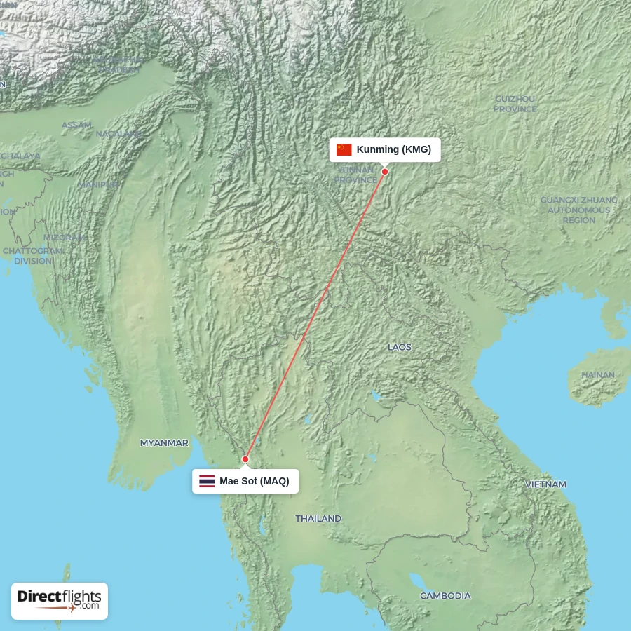 KMG - MAQ route map