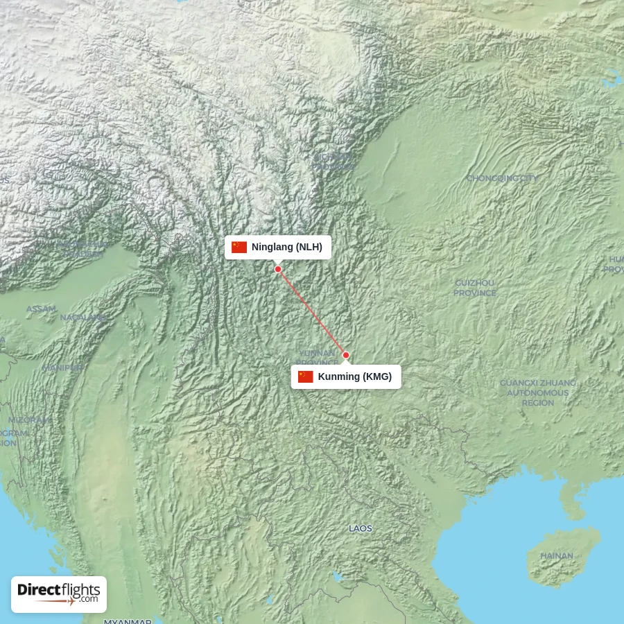 KMG - NLH route map