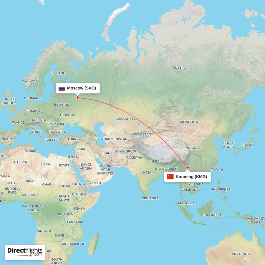 KMG - SVO route map