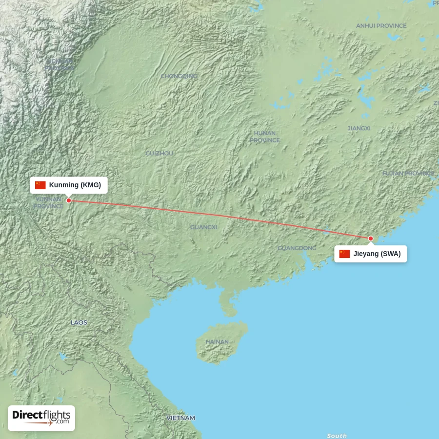 KMG - SWA route map
