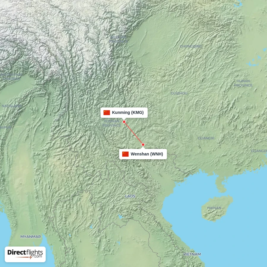 KMG - WNH route map