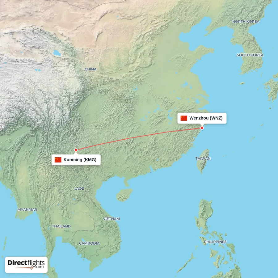 KMG - WNZ route map