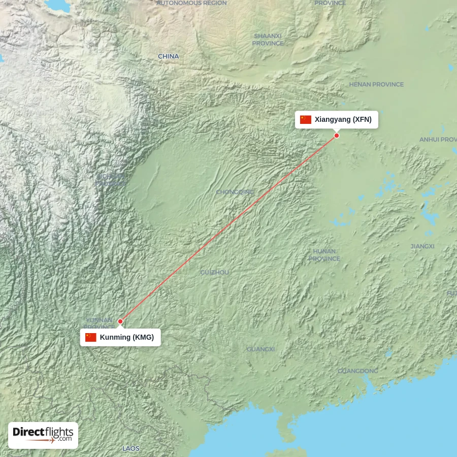 KMG - XFN route map