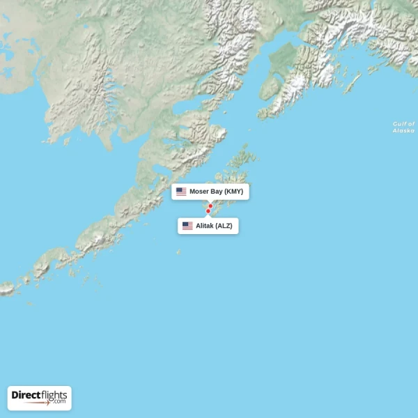 Moser Bay - Alitak direct flight map