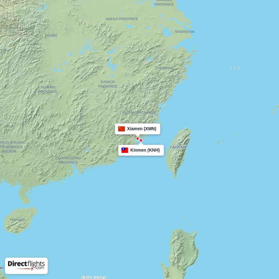 KNH - XMN route map