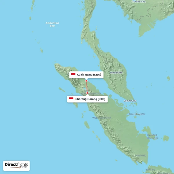 Kuala Namu - Siborong-Borong direct flight map