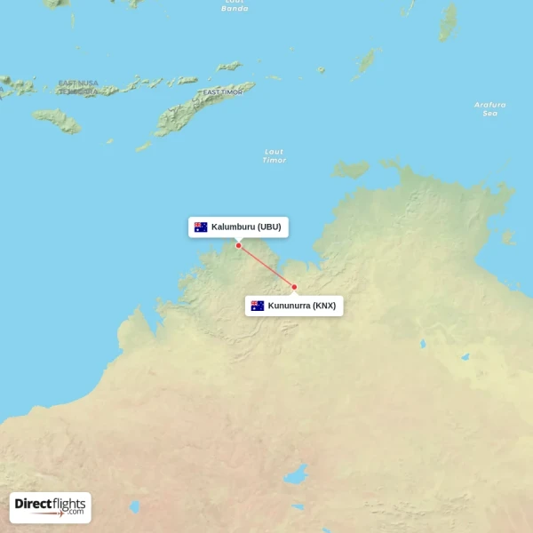 Kununurra - Kalumburu direct flight map