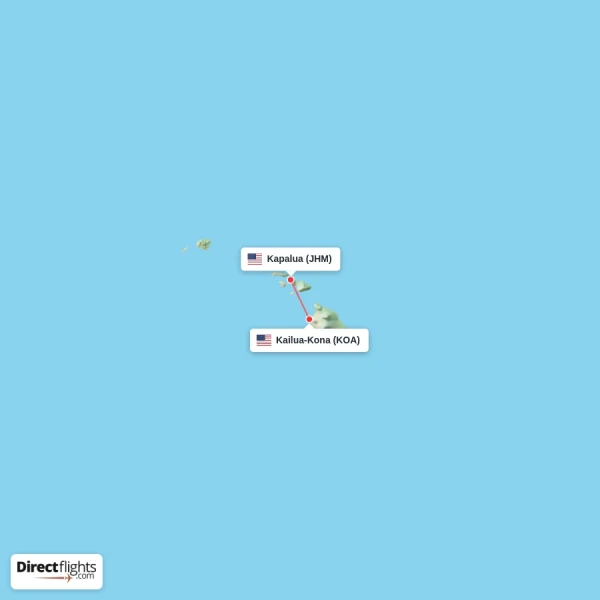 Kailua-Kona - Kapalua direct flight map