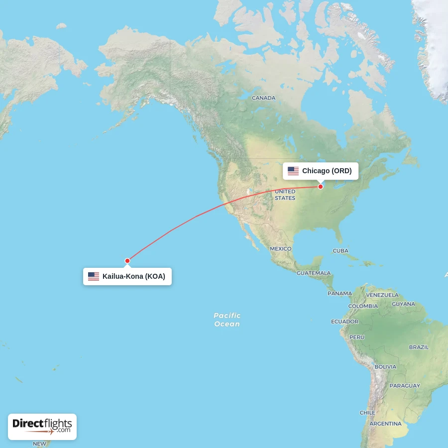 KOA - ORD route map