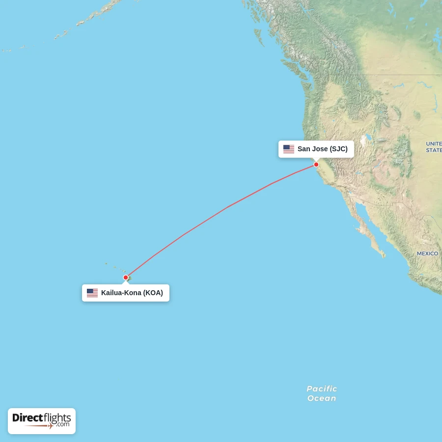 KOA - SJC route map