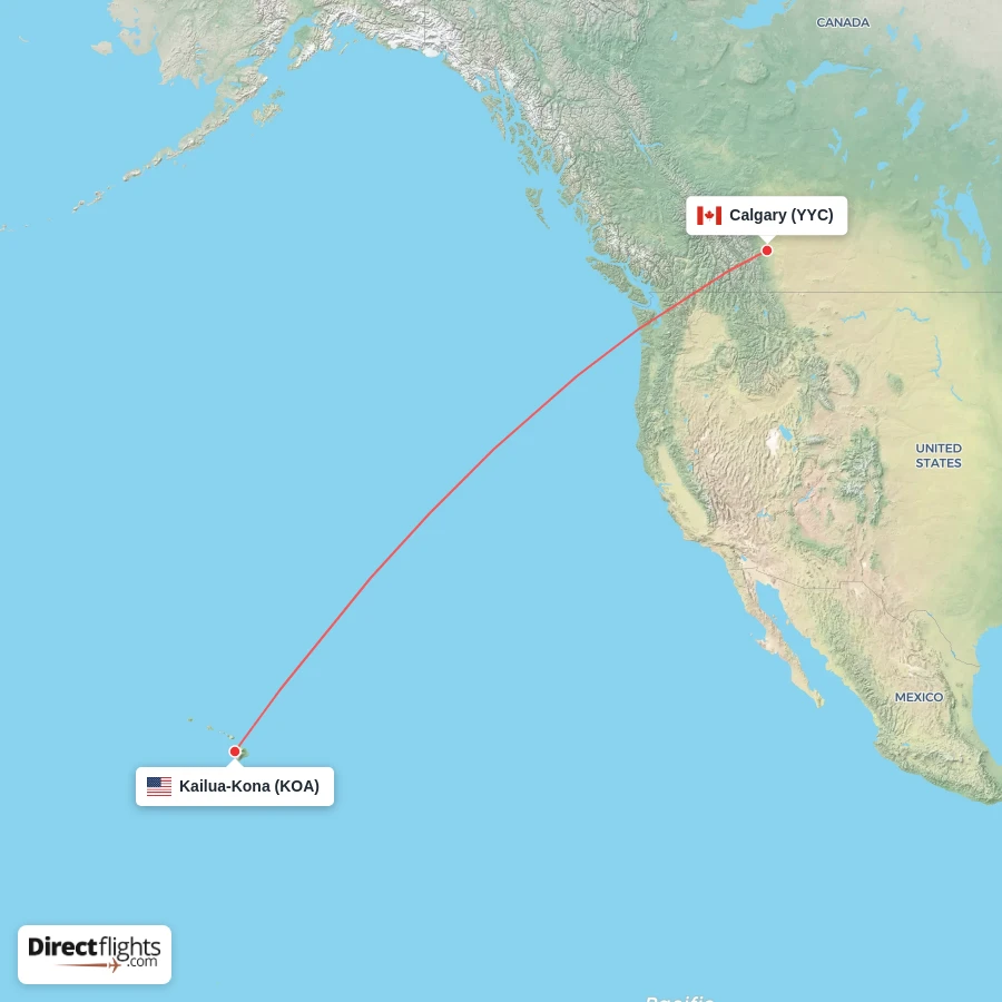 KOA - YYC route map