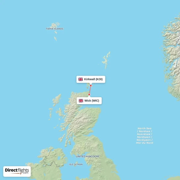 Kirkwall - Wick direct flight map