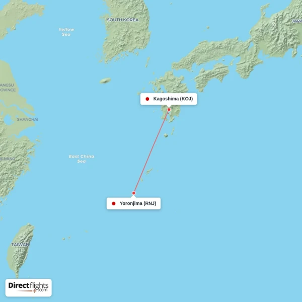 Kagoshima - Yoronjima direct flight map