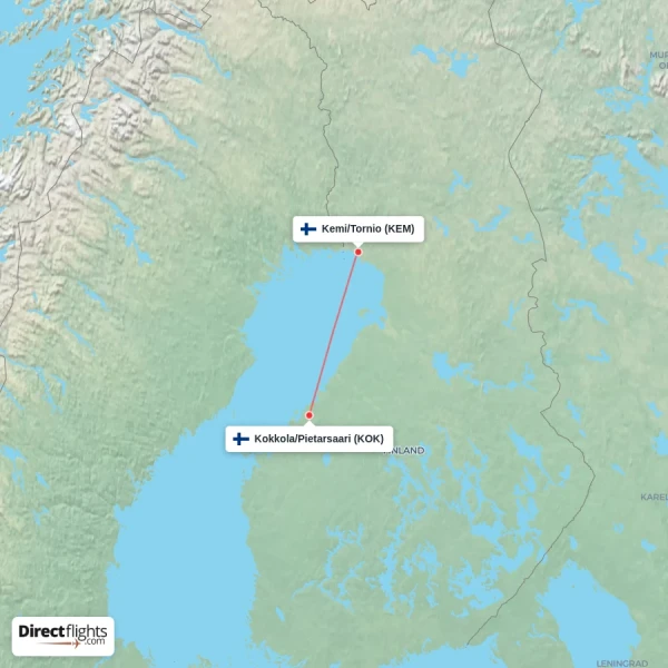 Kokkola/Pietarsaari - Kemi/Tornio direct flight map