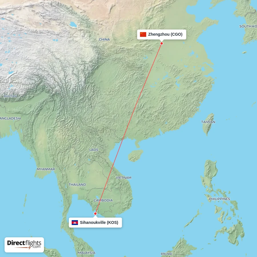 KOS - CGO route map