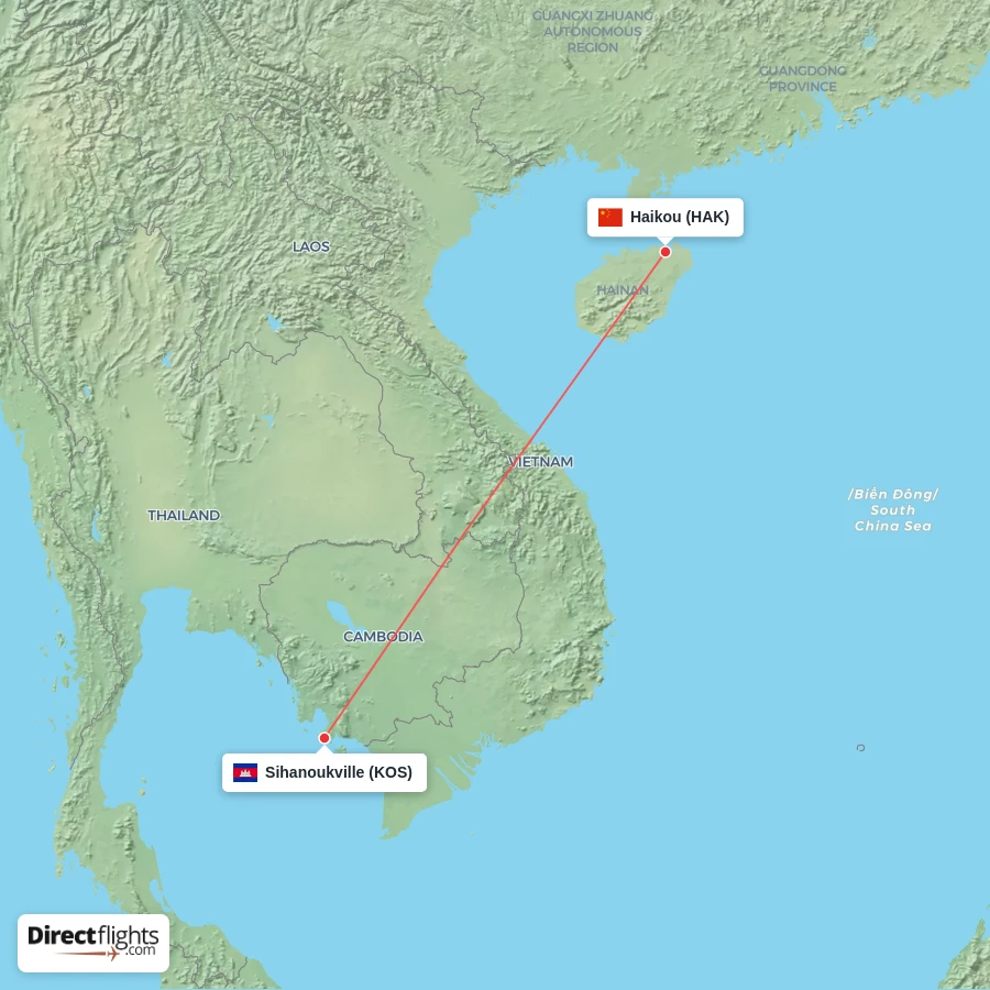 KOS - HAK route map