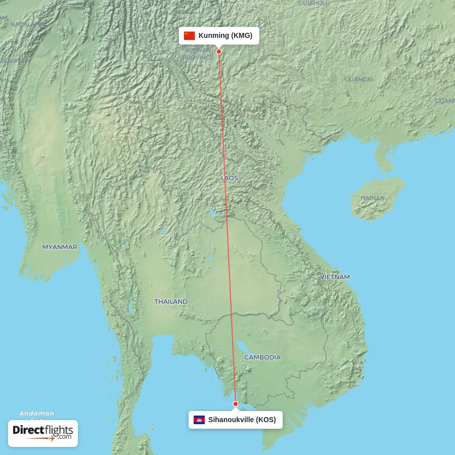 KOS - KMG route map