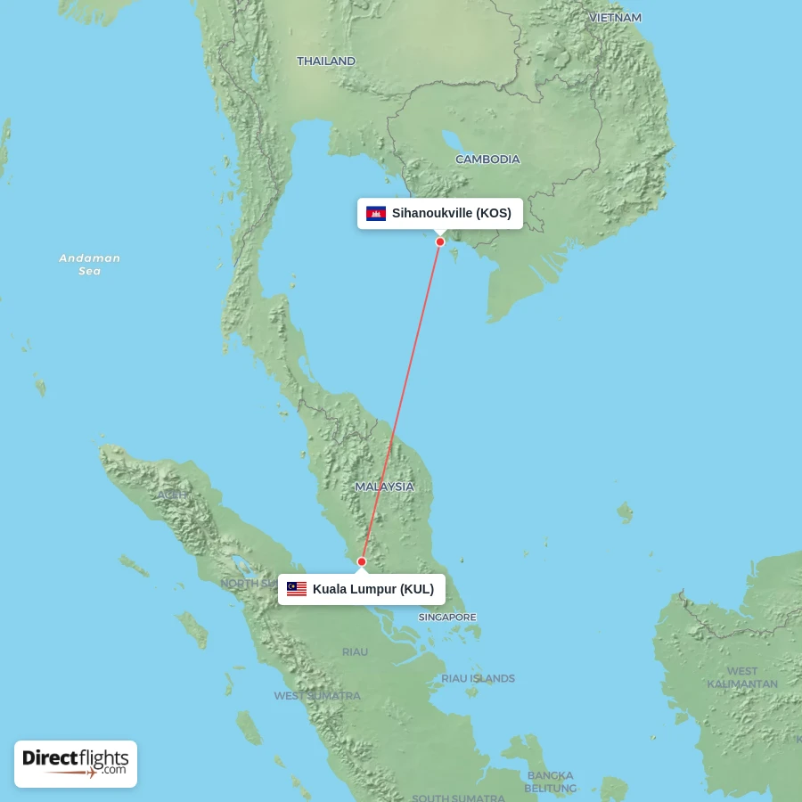 KOS - KUL route map