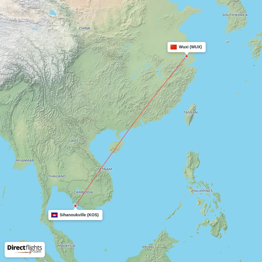 KOS - WUX route map