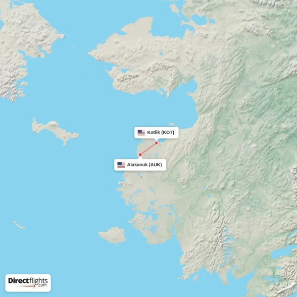 Kotlik - Alakanuk direct flight map