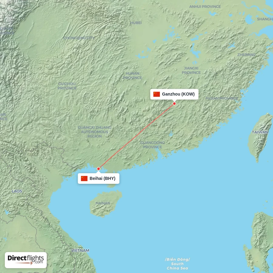 KOW - BHY route map