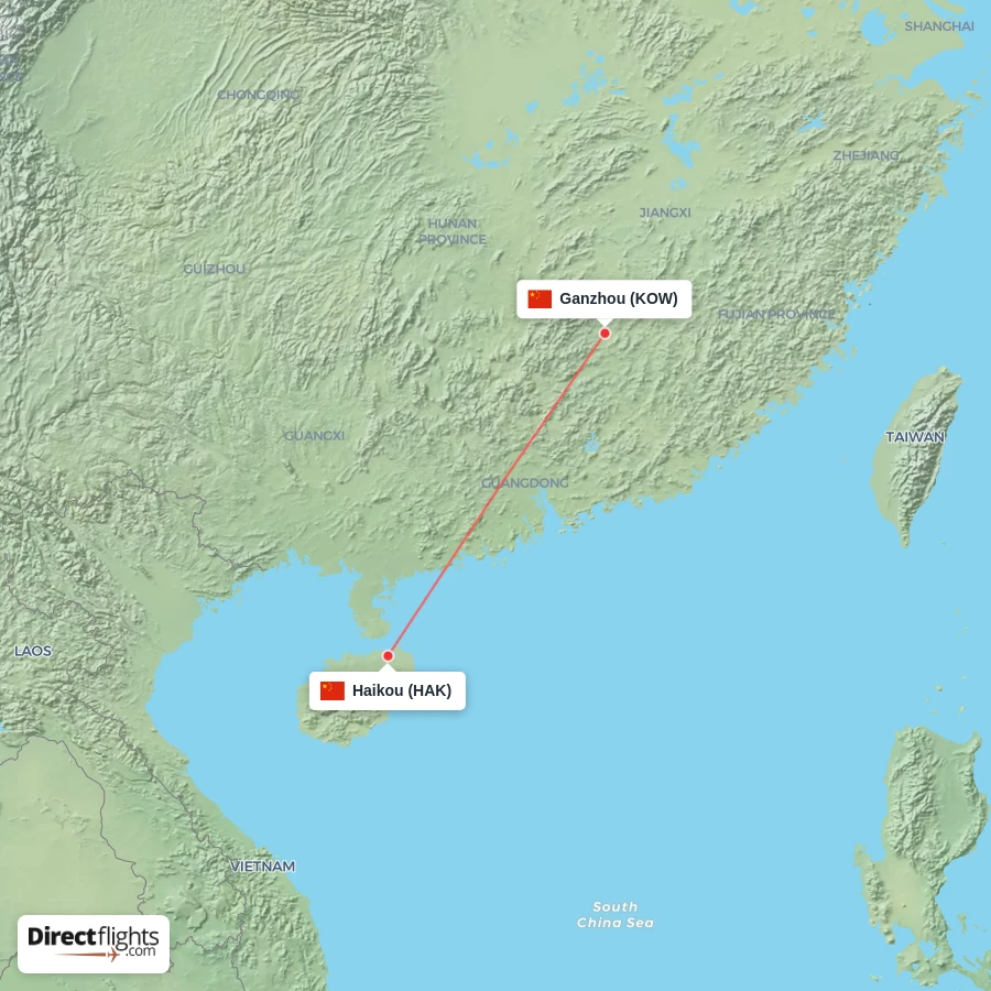 KOW - HAK route map