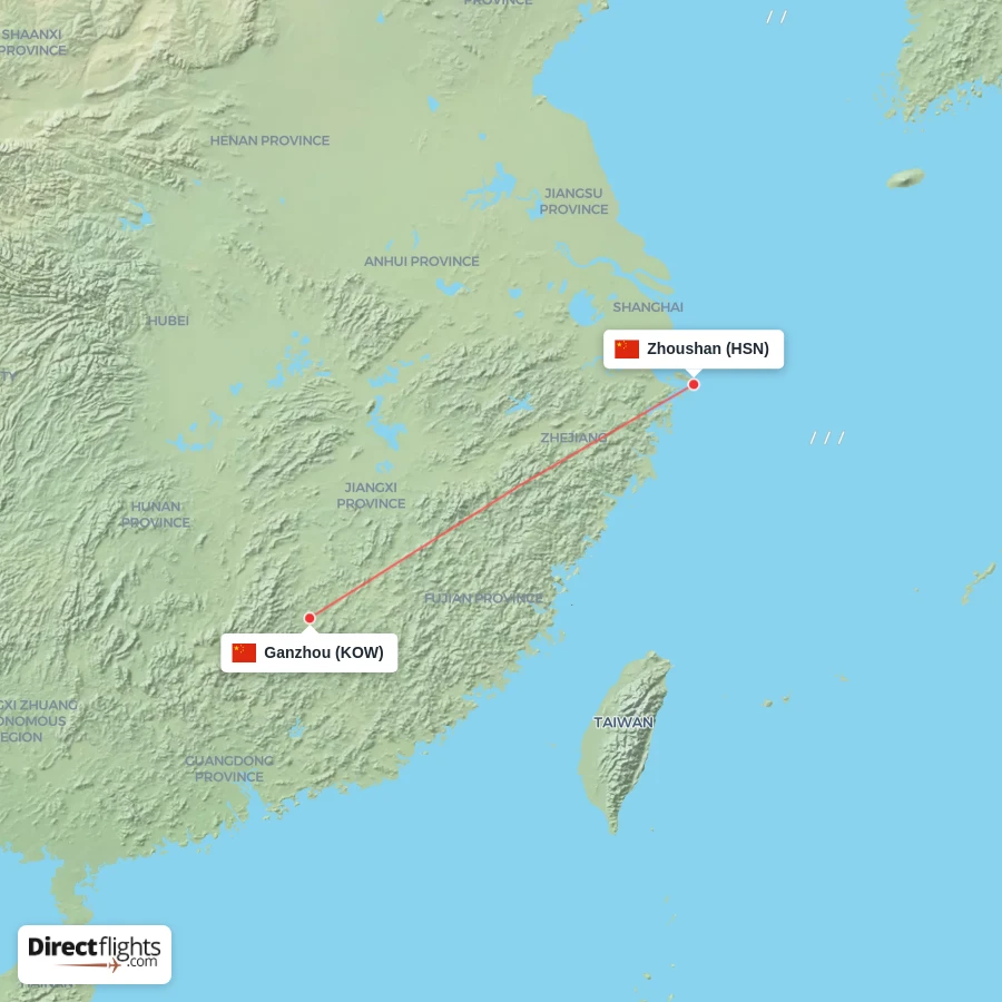 KOW - HSN route map