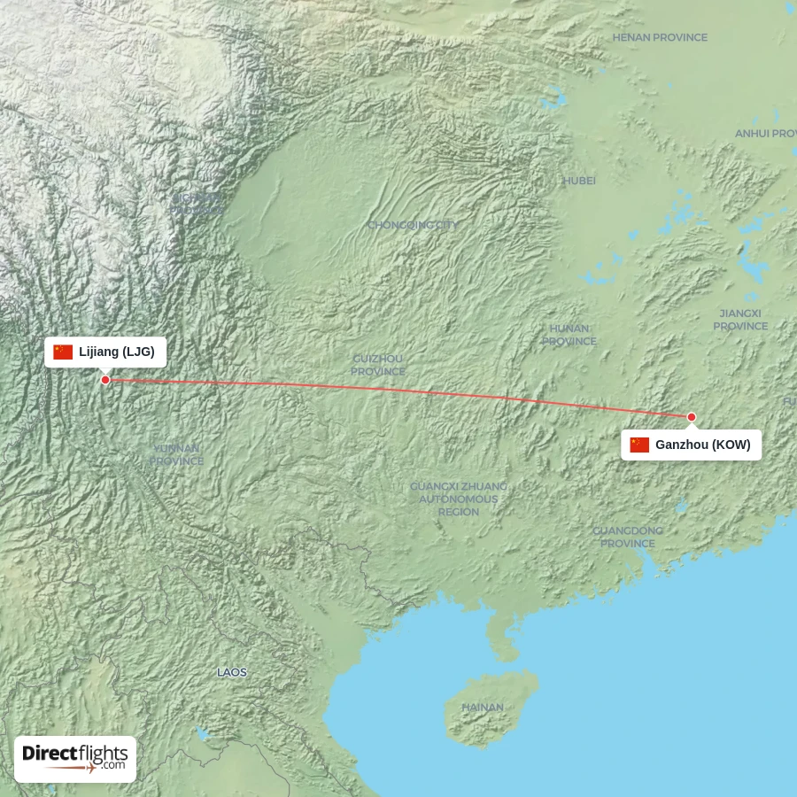 KOW - LJG route map