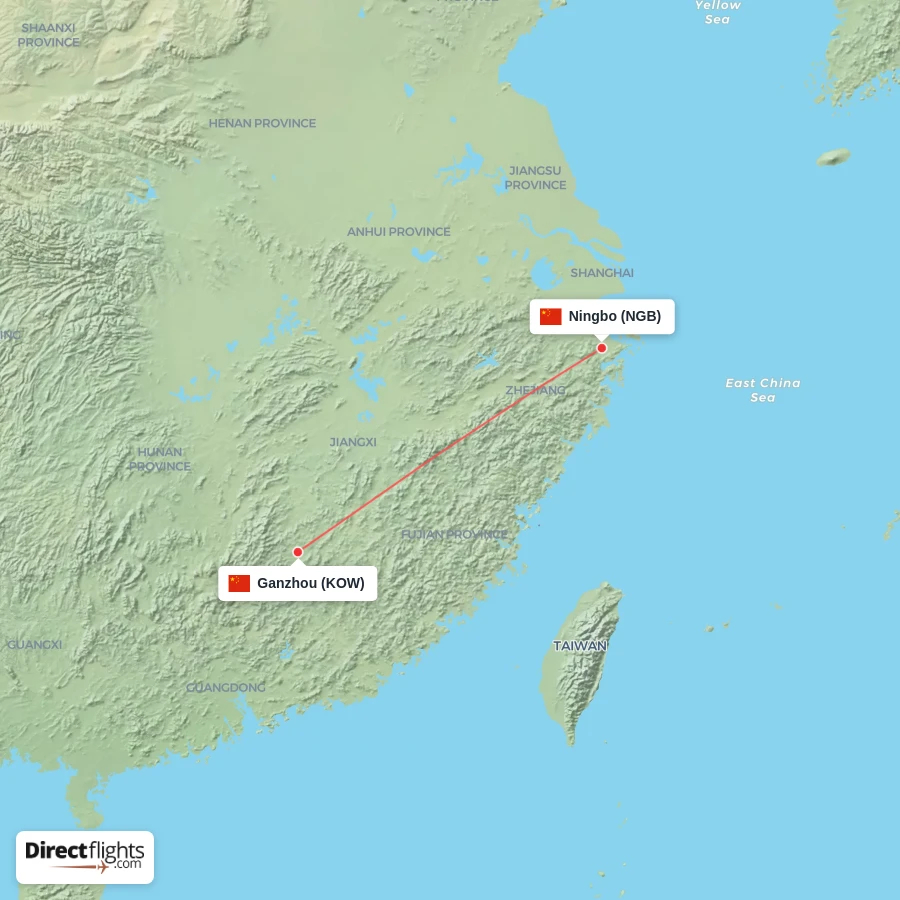 KOW - NGB route map