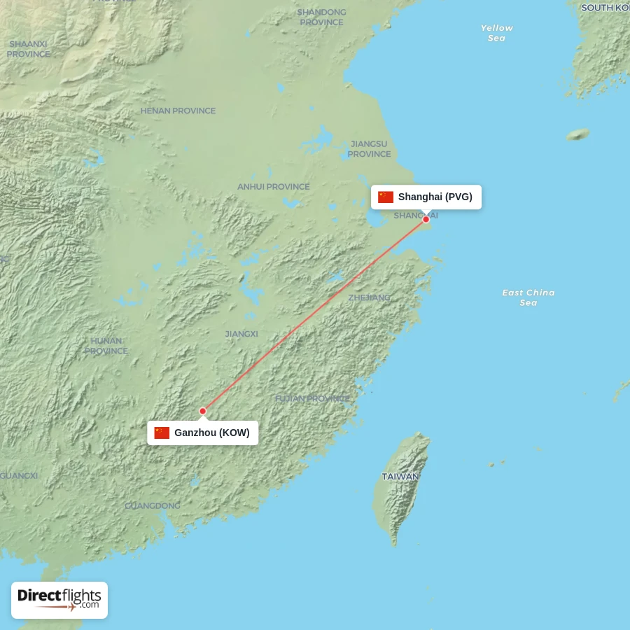 KOW - PVG route map