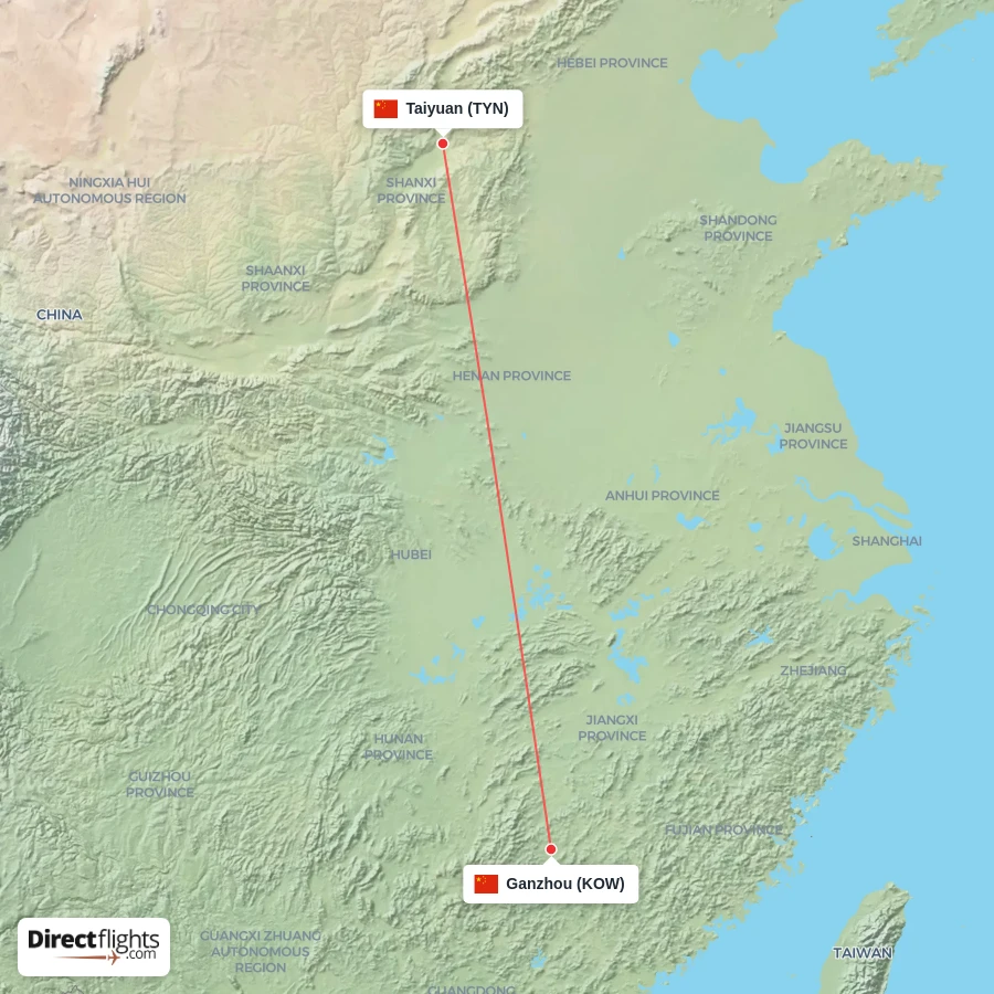 KOW - TYN route map