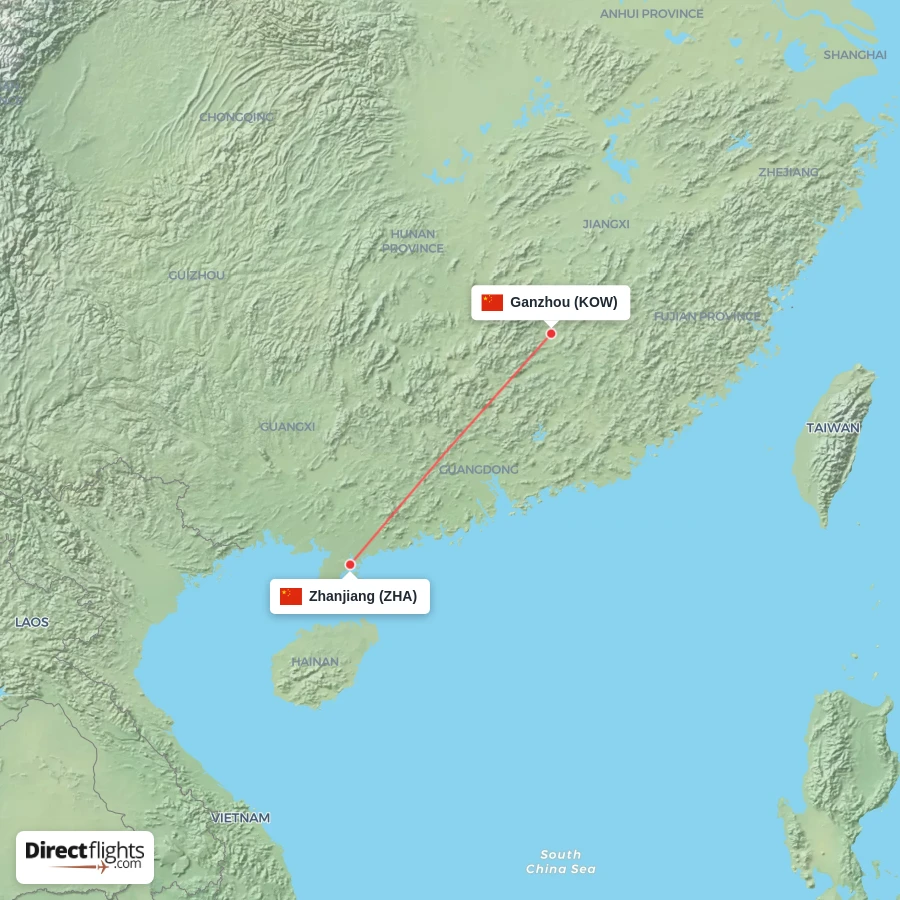 KOW - ZHA route map