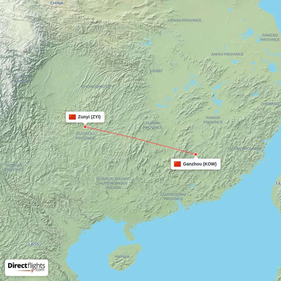 KOW - ZYI route map