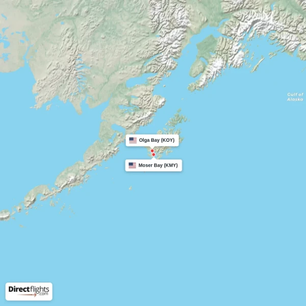 Olga Bay - Moser Bay direct flight map