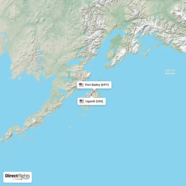 Port Bailey - Uganik direct flight map