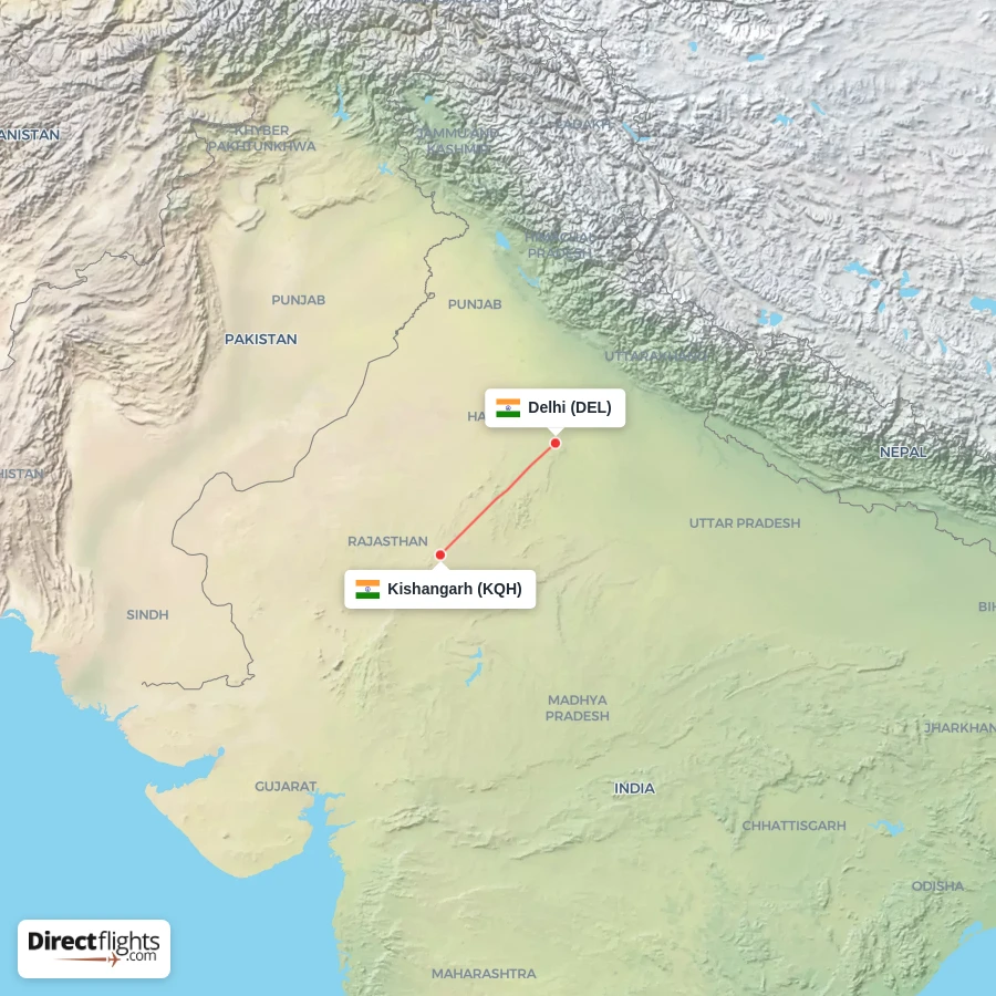 KQH - DEL route map