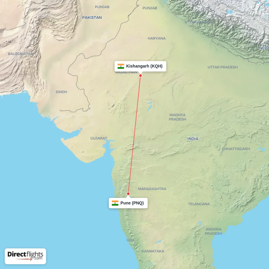KQH - PNQ route map