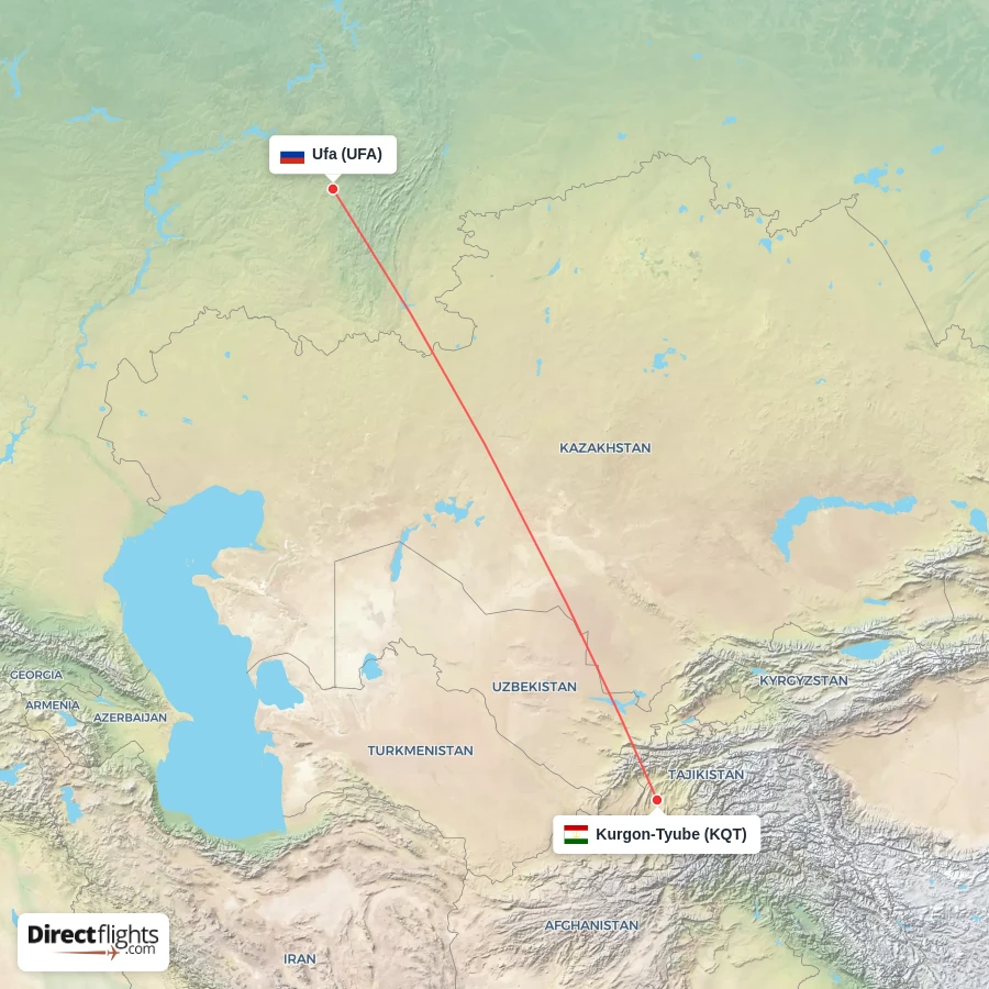 KQT - UFA route map