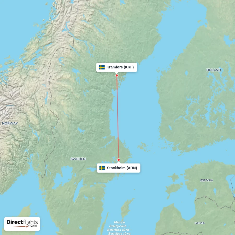 KRF - ARN route map