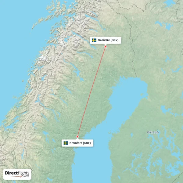 Kramfors - Gallivare direct flight map