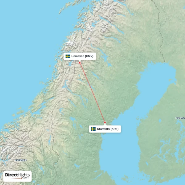 Kramfors - Hemavan direct flight map