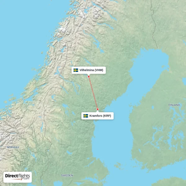 Kramfors - Vilhelmina direct flight map